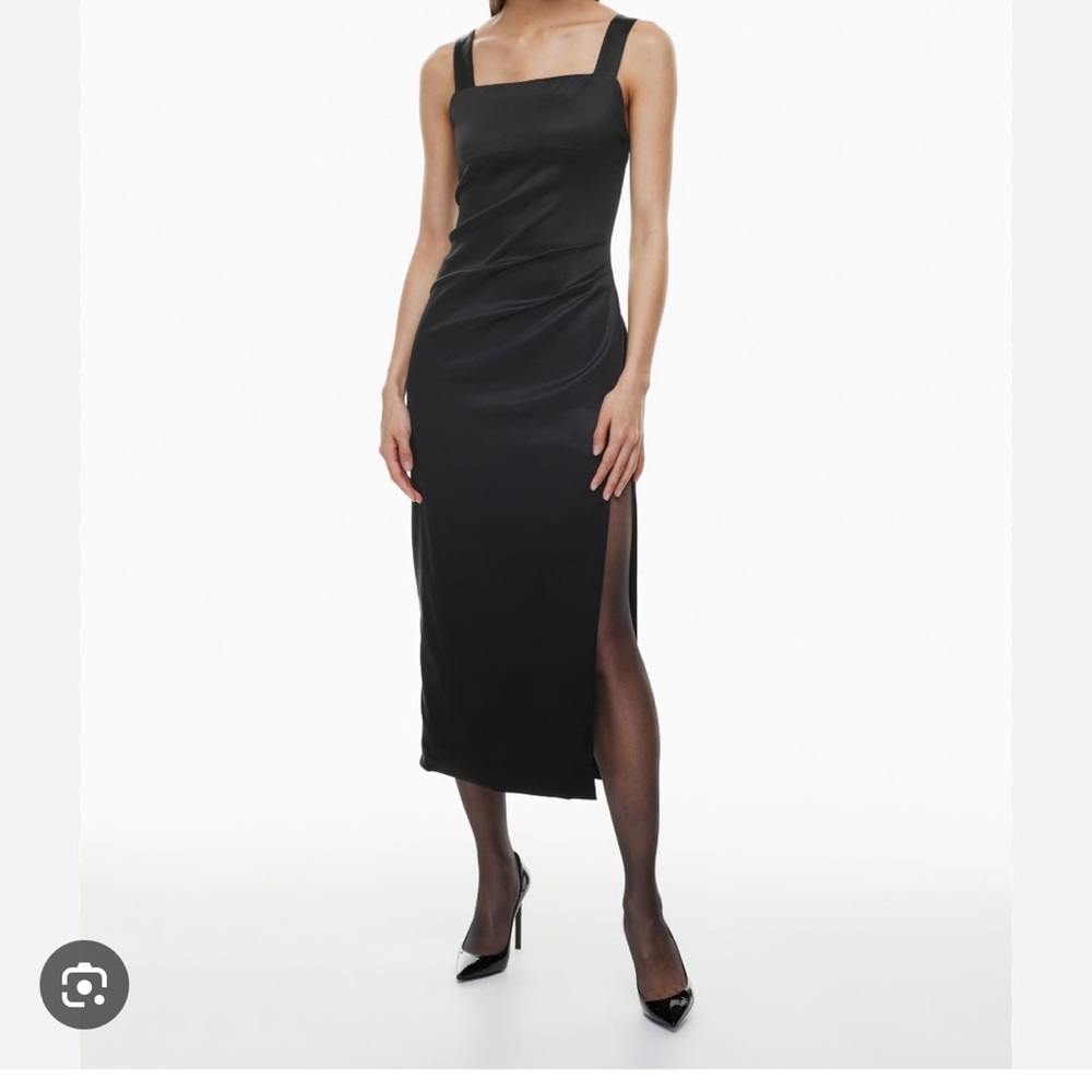 Aritzia Black Sheath Midi Dress with Slit
